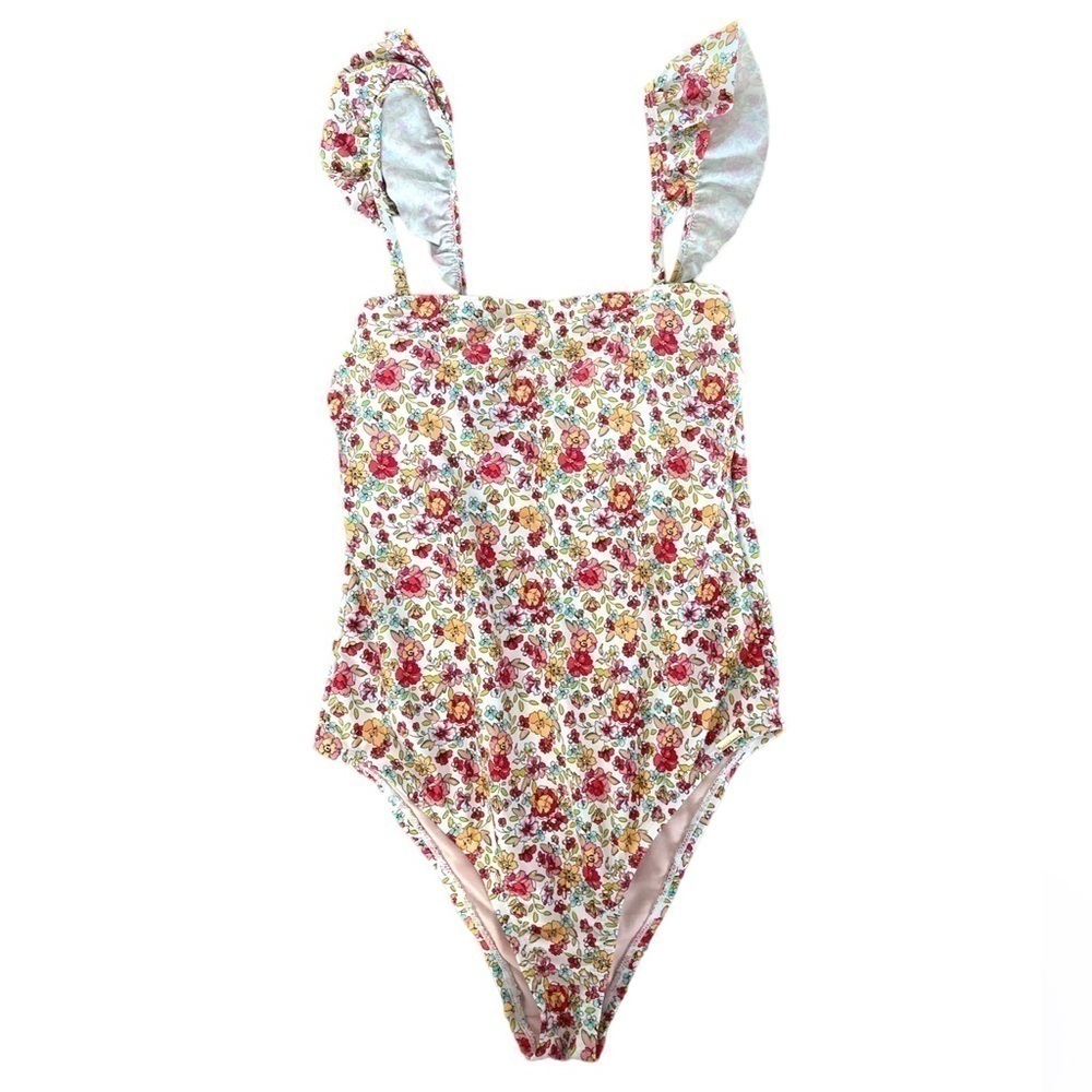 Wallflower medium one piece swimsuit floral ruffles. NWT